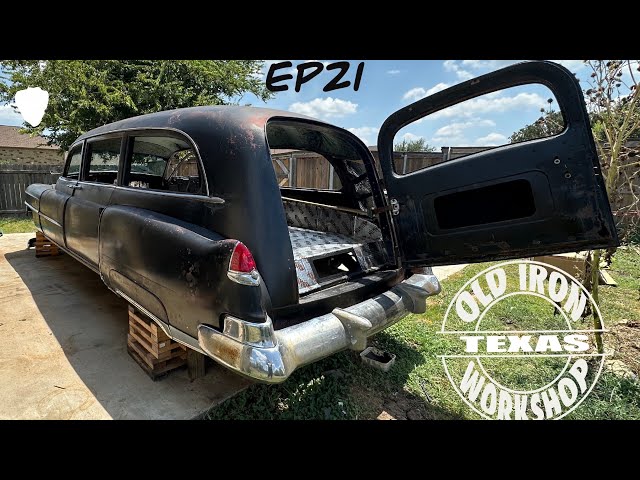 It puts the lotion on the skin, one more day in the saga of the 1950 Cadillac hearse resurrection