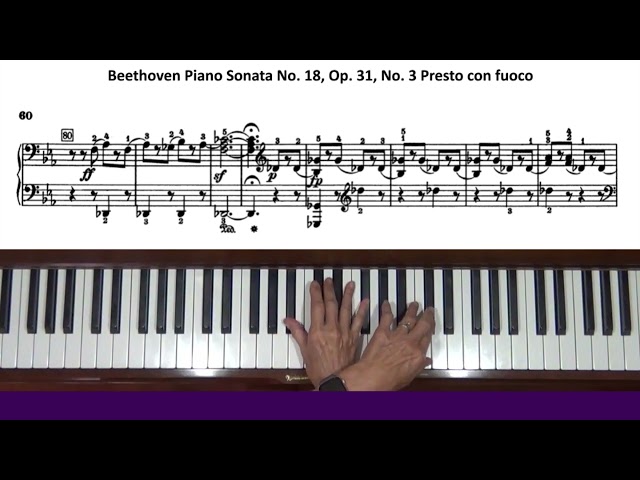 Beethoven Sonata No. 18 in E-Flat Major Op. 31, No. 3 Presto con fuoco Piano Tutorial Part 1