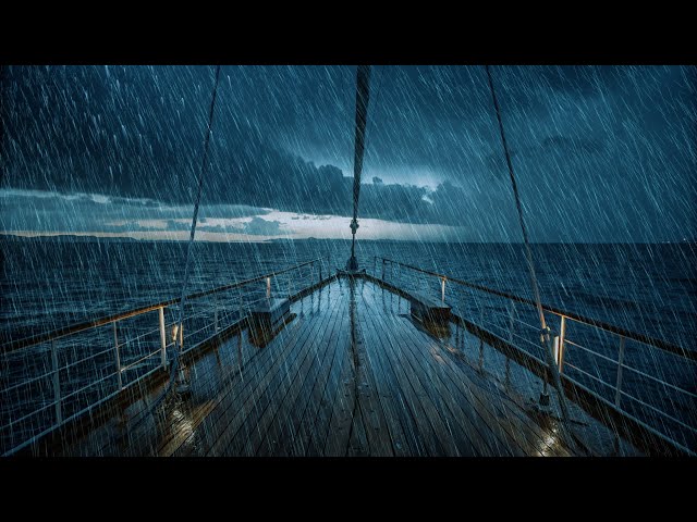 Rain and Thunderstorms on Sea with Huge Waves - 깊은 잠을 위한 폭풍우 소리, 폭풍우가 치는 동안 바다 분위기를 느껴보세요