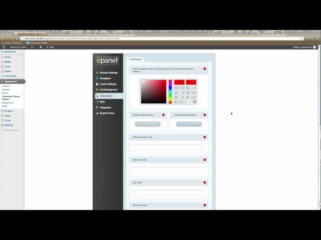 Elegant Themes EPanel Colorization Settings