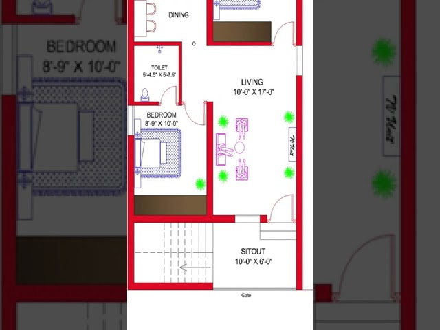 21' x 40'9" SMALL HOUSE DESIGN||21' x 40'9"  GHAR KA NAKSHA ||851 SQFT HOUSE PLAN||SOUTH FACE PLAN