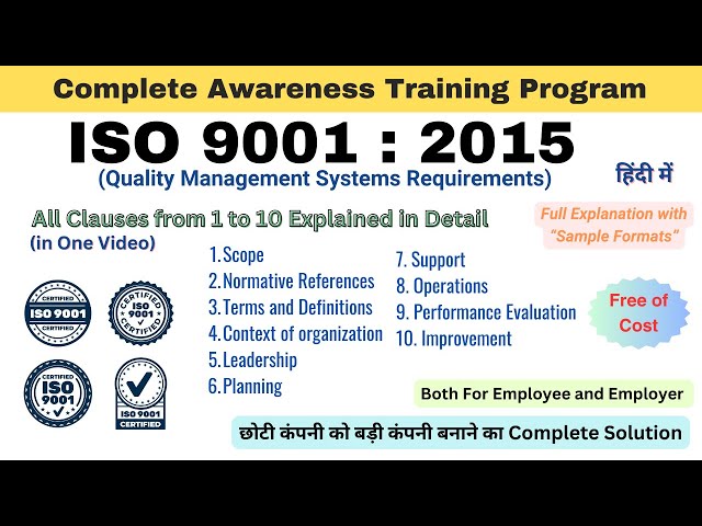 ISO 9001 2015 Complete Awareness Training I ISO 9001 full course I QMS