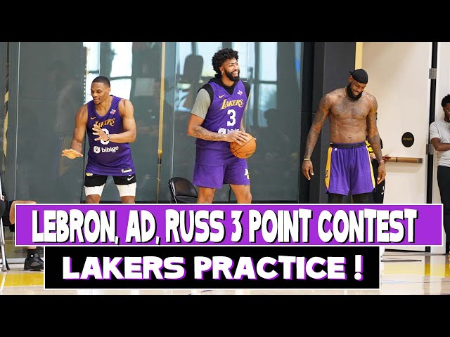 Lakers Training Camp ! LeBron James, Russ, and AD have a 3 point  contest