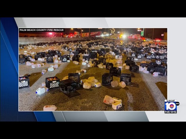 Milk truck crash on I-95 leads to hours-long cleanup