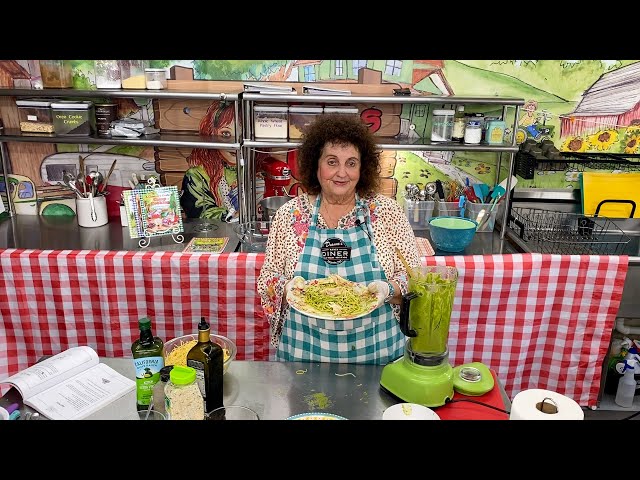 Chef Dianne Linderman Making Fresh Basil Pesto Pasta w/ Chicken at Dianne's Ranch Diner