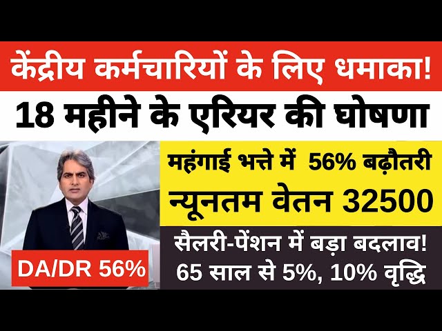 बड़ा तोहफा, 18 माह एरियर, 65 साल से 5%, 10% वृद्धि, 8th Pay,Old Pension, FMA 5000, न्यूनतम वेतन 32500