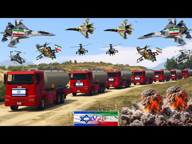 Irani Fighter Jets & War Helicopters Attack on Israeli Military Weapons Supply Convoy - GTA5