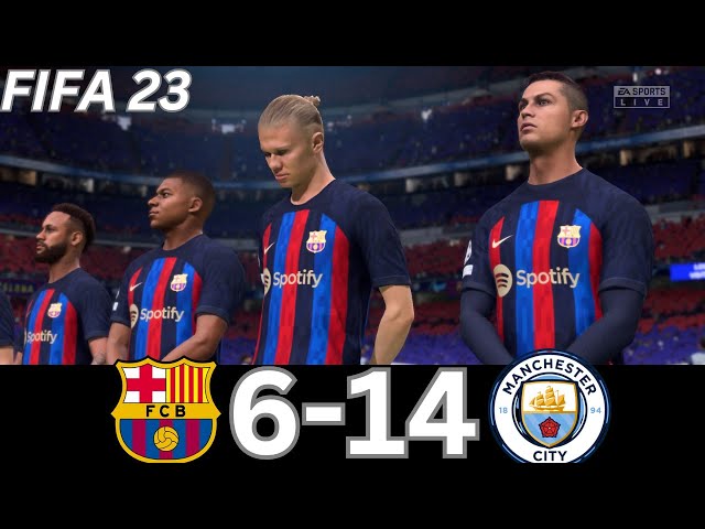 WHAT HAPPEN IF MESSI, RONALDO, MBAPPE, NEYMAR, PLAY TOGETHER ON BARCELONA VS MANCHESTER CITY