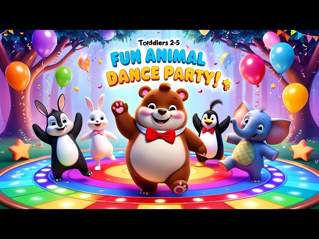 🐾🎶 Fun Animal Dance Party Song for Kids! | Cute Cartoon Music for Toddlers 👶🎉 | Baby Smiles & Songs