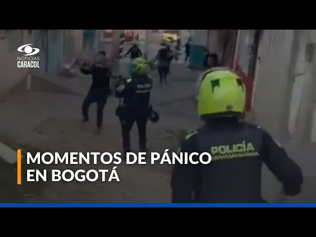 Video de persecución en Bogotá: policías se enfrentan a ladrones que iban a robar fábrica