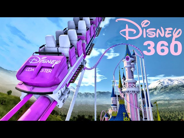 🟨 Disney Castle Roller Coaster 360 VR POV immersive virtual Reality 4K 3D ride