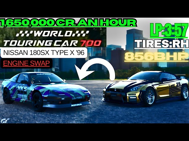 GT7|Nissan 180SX Type X '96|Engine swap|WTC 700PP Circuit de la sarthe|V1.55