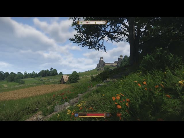 Kingdom Come Deliverance 2 , view of Trosky Castle  from Troskowitz Apple Orchard, ambience