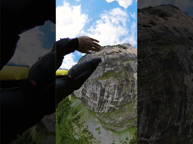 Two-Way BASE Jump 360°: Wrist Cam Angles 🪂🎥 (Swiss Alps)  #basejump🇨🇭🗻