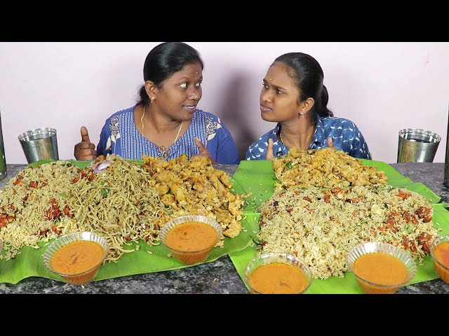 Noodles vs Kothu Parotta VS Chicken Rice Eating Challenge in Tamil Foodies Divya Vs Anushya