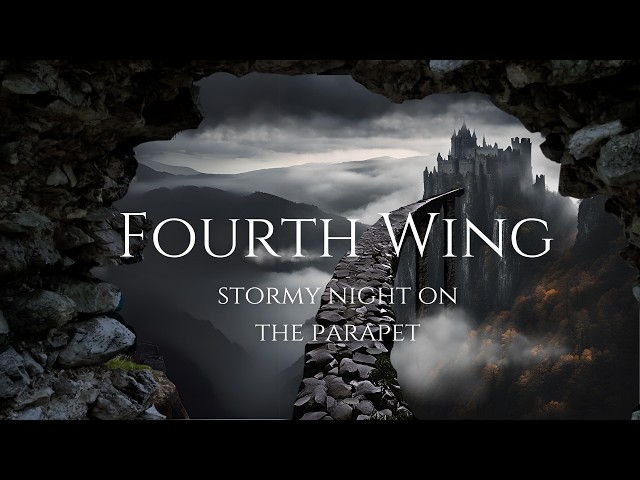 Fourth Wing Parapet Ambience | Stormy Night at Basgiath | Rain & Fantasy Music