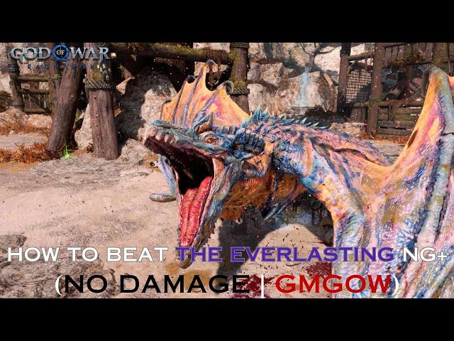 God of War Ragnarok NG+ - The Everlasting Dragon Boss Fight NO DAMAGE (GMGOW+)