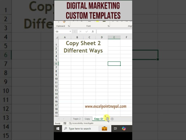 Copy Excel Sheet 2 different ways