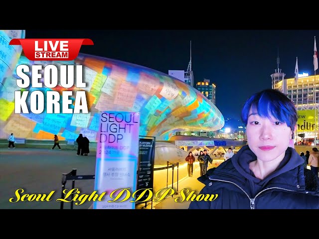 Live Korea Seoul 🇰🇷 Walk Tour Seoul ❤️ Seoul Light DDP Show, Korean Night Street Walking Tour ソウルライブ