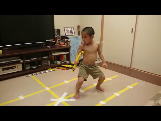 Little Kid Does Nunchuck Routine