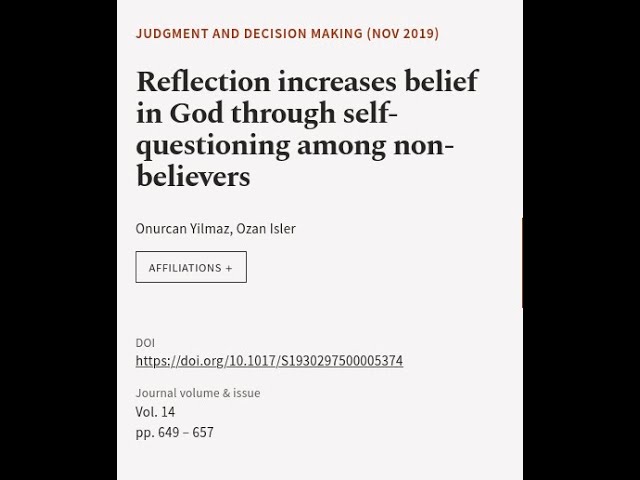 Reflection increases belief in God through self-questioning among non-believers | RTCL.TV