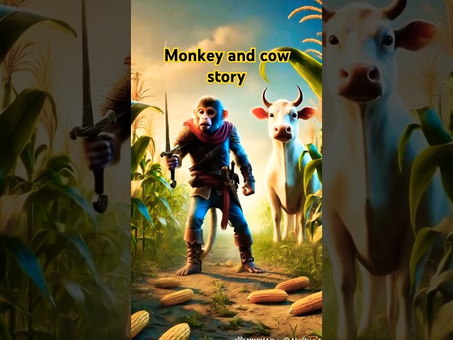 Monkey and cow story,monkey and cow story in English #shorts  #kidsstory #kidsstories #childrenstory