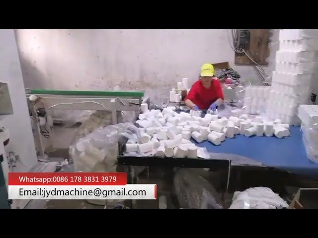 Working Toilet Tissue Paper Roll Making Machine In Factory