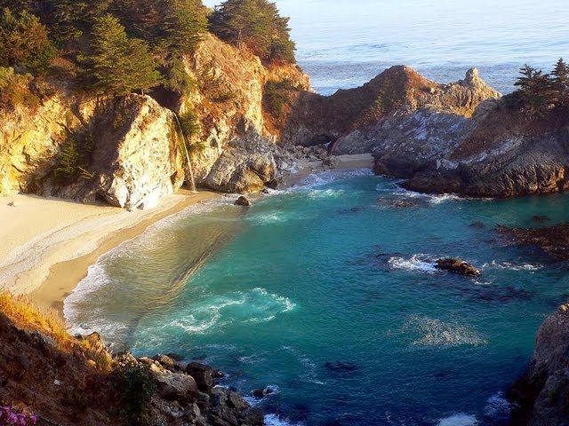 ♥♥ Relaxing 3 Hour Video of a Waterfall on an Ocean Beach at Sunset