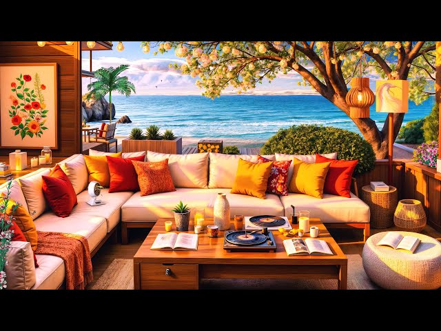 Uplifting Seaside Morning Jazz ☕ Elegant Bossa Nova Music & Soft Ocean Sounds for Work, & Relaxation