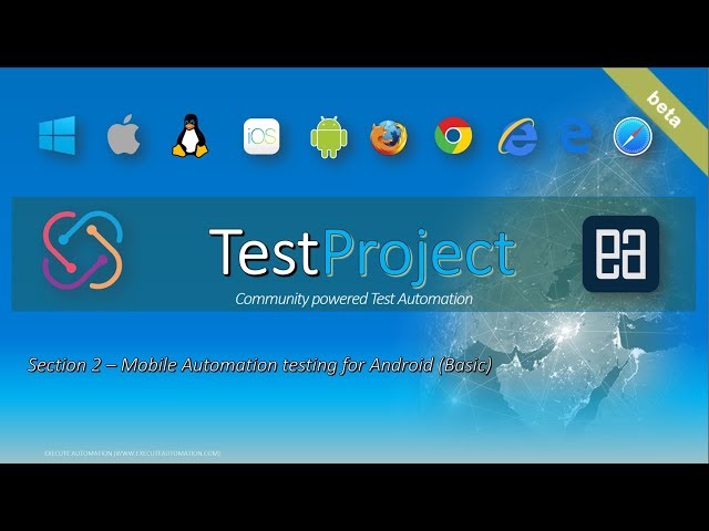 Introduction, configuration and testing Native android mobile app with TestProject