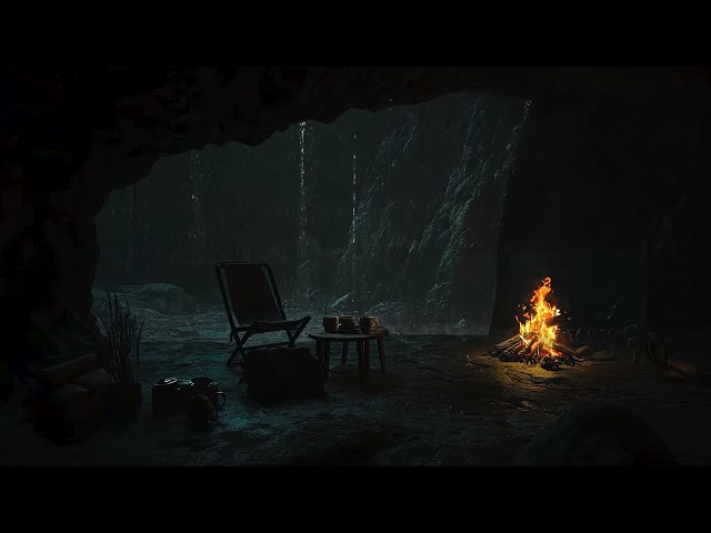 Sleep Well In A Cave Ambience: Listen To The Sound Of Rain, Thunder, and Crackling Fire Sounds