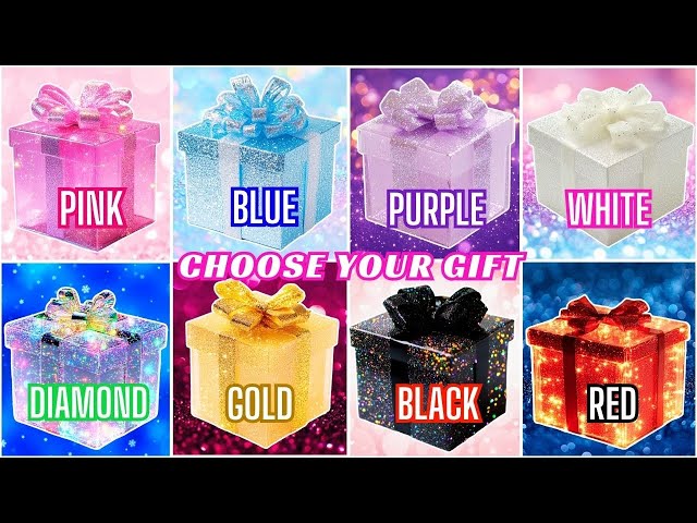 Choose YOUR Gift🎁💖😍🤮8 gift box challenge Pink,Blue, Purple,White, Diamond, Gold, Black or Red #quiz