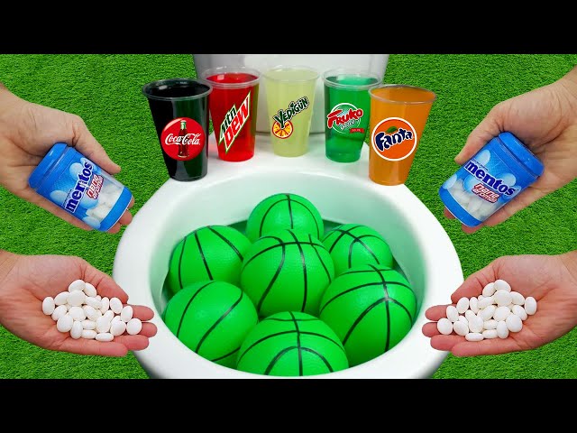 Basketball VS Coca Cola Zero, Fanta, Mountain Dew, Fruko, Yedigün and Mentos in the toilet