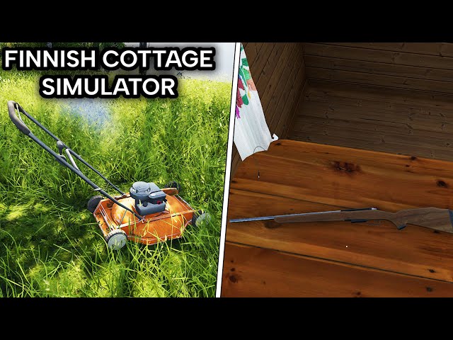 MOWING THE GRASS - GETTING A NEW WEAPON (RIFLE) - Finnish Cottage Simulator