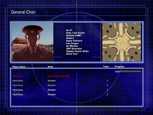 C&C China Rogue General 2v4 Random Hard AI | Generals Reborn Mod