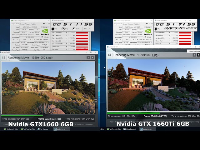 Lumion 8 Exterior Render Time Nvidia GTX 1660Ti 6GB VS Nvidia GTX 1660