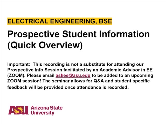 ASU Electrical Engineering Online Student Prospective Information