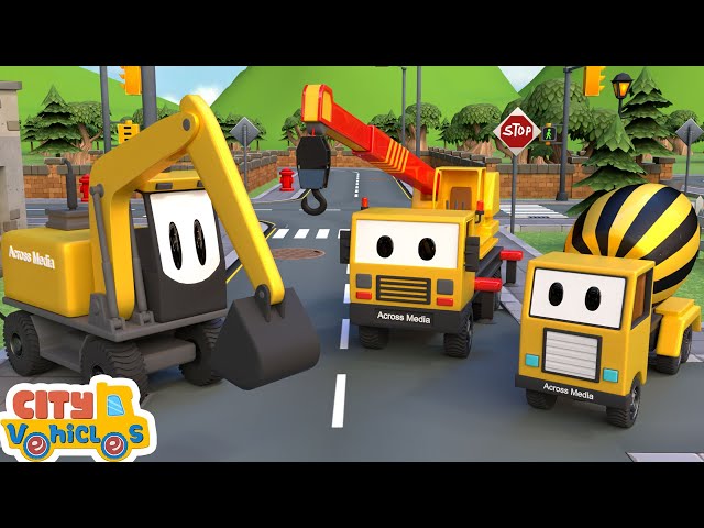 Construction Vehicles build house for Dog-Tractor, dump truck & excavator for Kids.