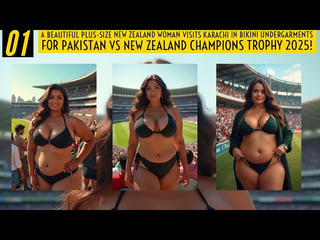 Plus-Size New Zealand Woman at Karachi in Bikini for Pakistan vs New Zealand Champions Trophy 2025!