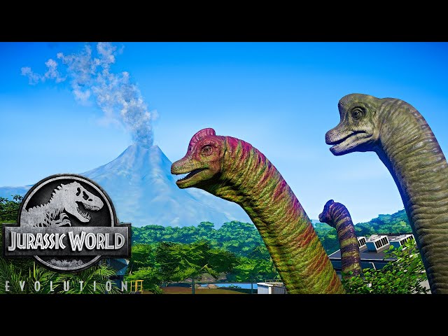 Dinosaurs escaping the Volcanic Eruption in my park - Jurassic World Evolution