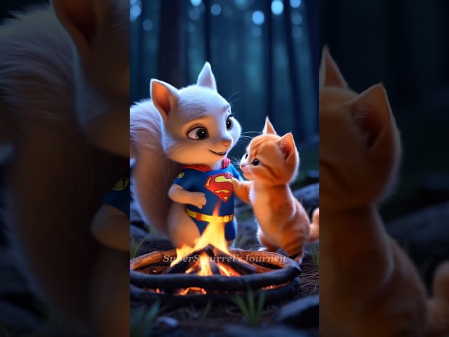 The Squirrel helped the poor kitten 🐿️😭 #CuteAnimals #AnimalRescue #ai #animation #squirrel