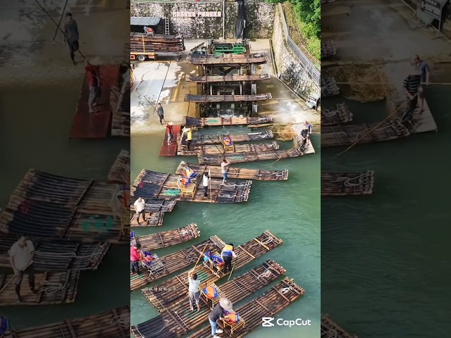 Bamboo Raft Workers In Action #rafting #tourism