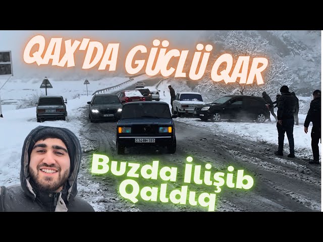 GÜCLÜ QAR BAŞ VERDİ MAŞINLAR YOLDA QALDI (Qax, İlisu)