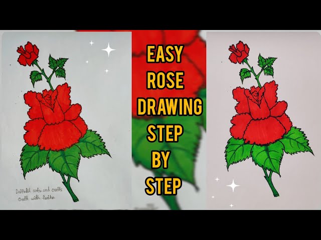 How to Draw a rose step by step | Flower drawing | Rose flower art | #rose #drawing #art #roseflower