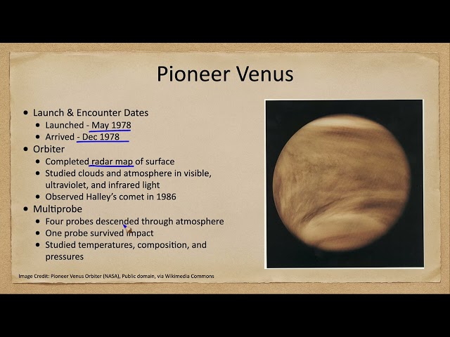 Exploration of the Solar System  - Pioneer Venus