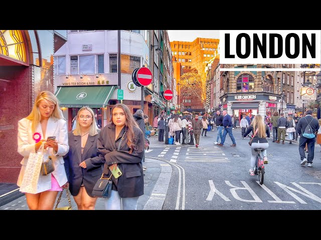 London Walk - Energetic Streets of Soho West End, Seven Dials, Covent Garden Walking Tour - 4K HDR