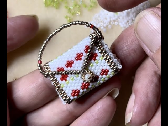 Mini Handbag Tutorial Peyote stitch with Miyuki Delica miniature beaded purse/bag DIY