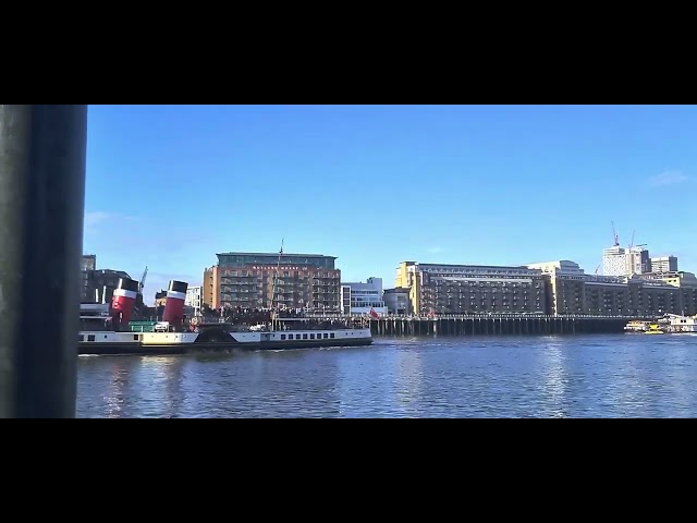 Waverley leaving London past Tower Bridge 2024-10-04