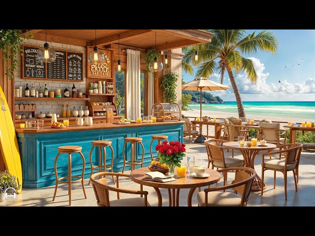 Smooth Bossa Nova Jazz Music & Ocean Wave Sounds at Seaside Coffee Shop Ambience for Energy the day