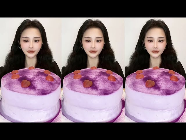 Asmr🍰Eating Taro Black Tea Cake🍰 (Soft And Waxy Sound) 크림丨먹방丨Mukbang丨Satisfying丨Eatingshow